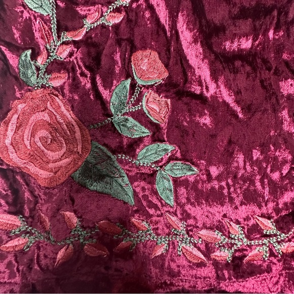 FINAL Last DAY NWT Anna Sui x FP Rose Garden Velvet Rose Embroidered Pants 0 - Picture 13 of 16